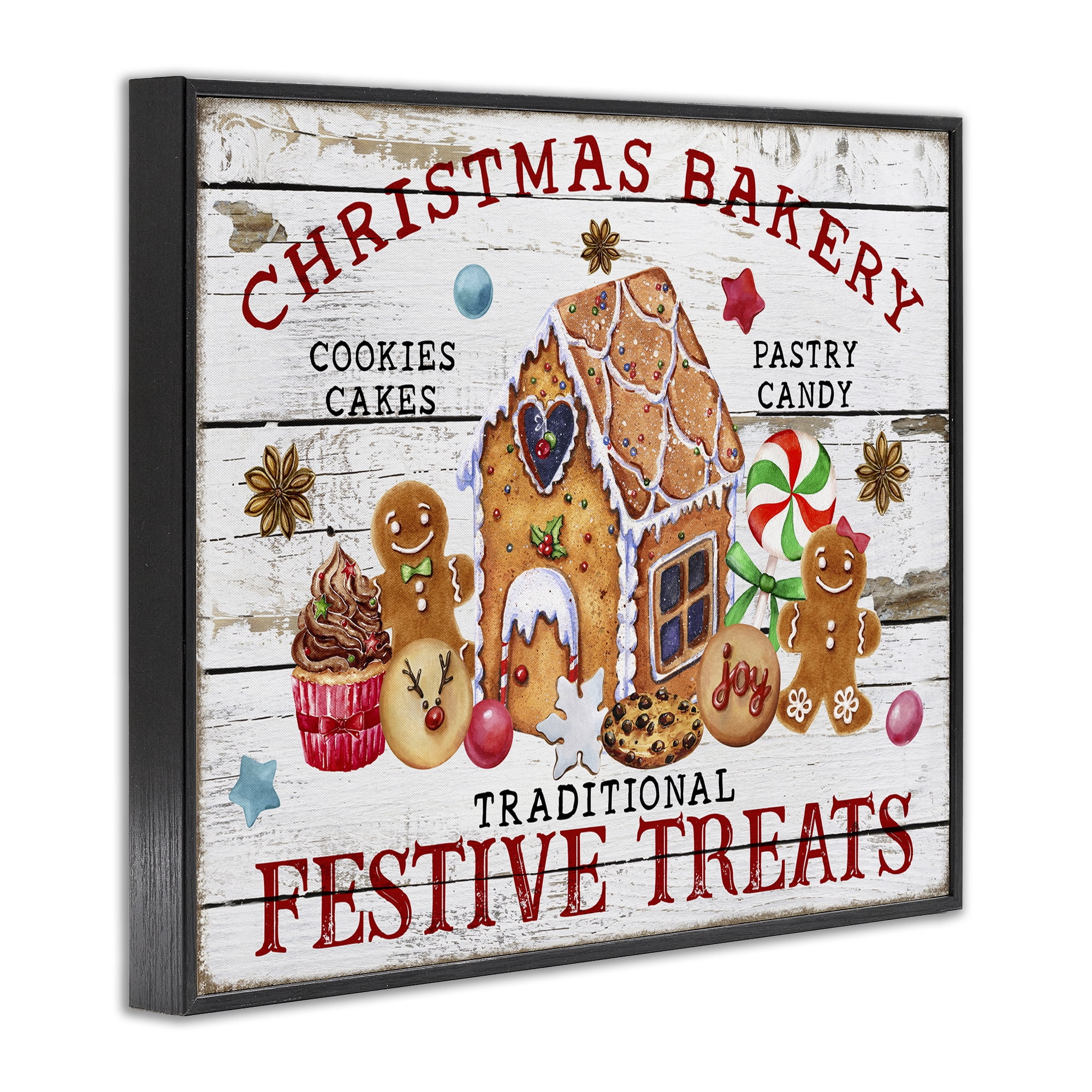 Stupell Industries Festive Treats Bakery Holiday Painting Black Framed Art Prints Wall Art, 14 x 11