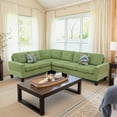 thumbnail image 2 of MAYEERTY L-Shaped Sectional Sofa Flannel Sofa Set for Living Room, Green, 2 of 7