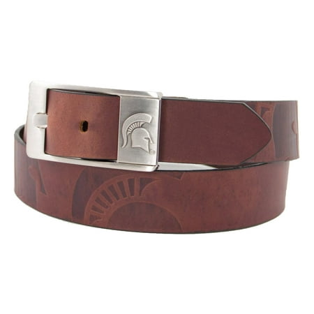 - Michigan State Brown Leather Brandished Belt