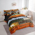 thumbnail image 4 of Homewish Hunting and Fishing Twin Bedding Sets 7-Piece, Rustic Lodge Cabin Bedding Comforter Set, Western Farmhouse Reversible Sheet Sets, Orange Brown Lightweight Room Decor, 4 of 8