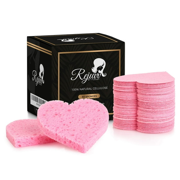 Esponjas faciales Fushay Rejuvv de celulosa natural (paquete de 50)