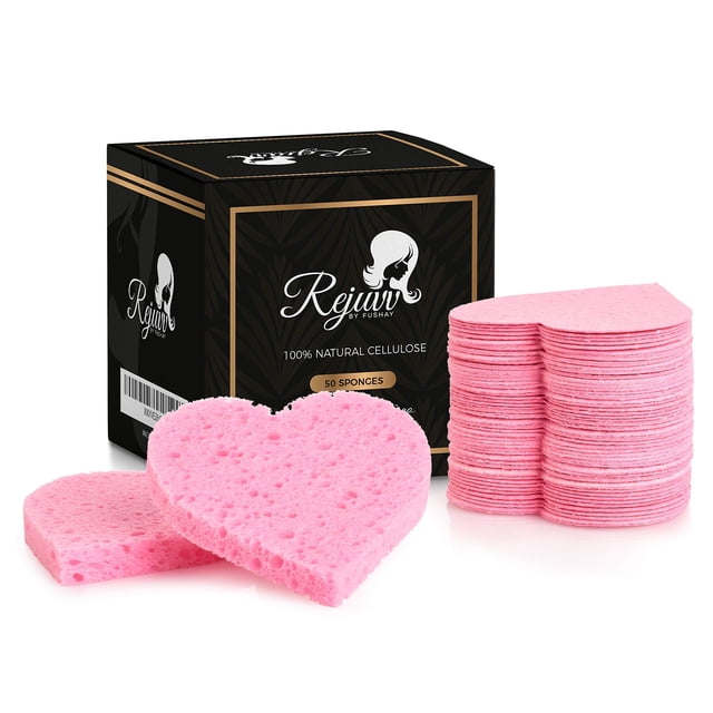 Esponjas faciales Fushay Rejuvv de celulosa natural (paquete de 50)