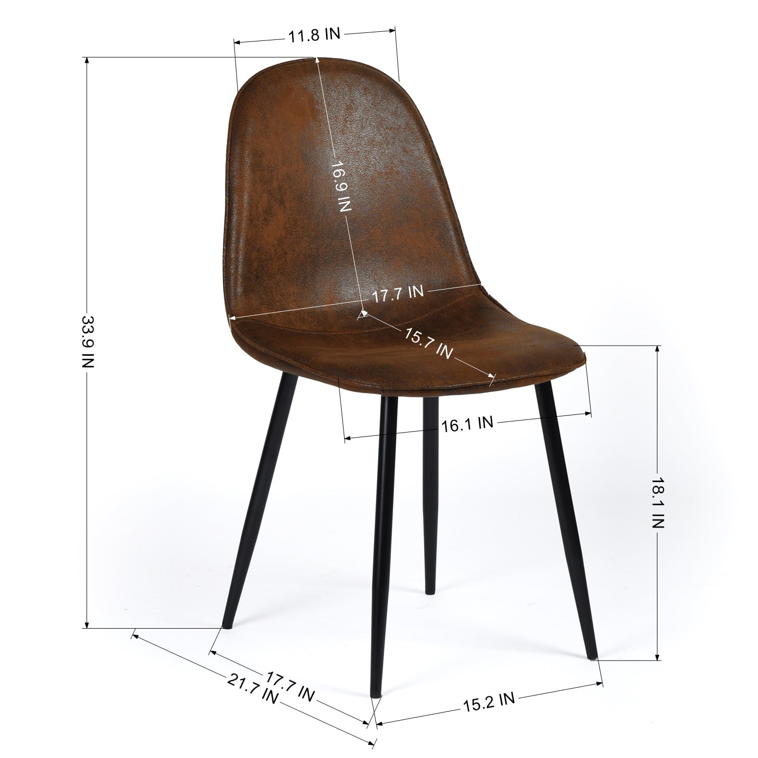 Homy Casa Dining Chair Set of 4, Fabric Suede Dining Room Side Chairs with Metal Legs for Living Room, Brown