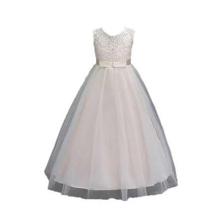 

EHTMSAK Infant Baby Toddler Child Children Kids Summer Tulle Tutu Dresses for Girls Sleeveless Dress Embroidered Sundress Rose Gold 3Y-12Y 140