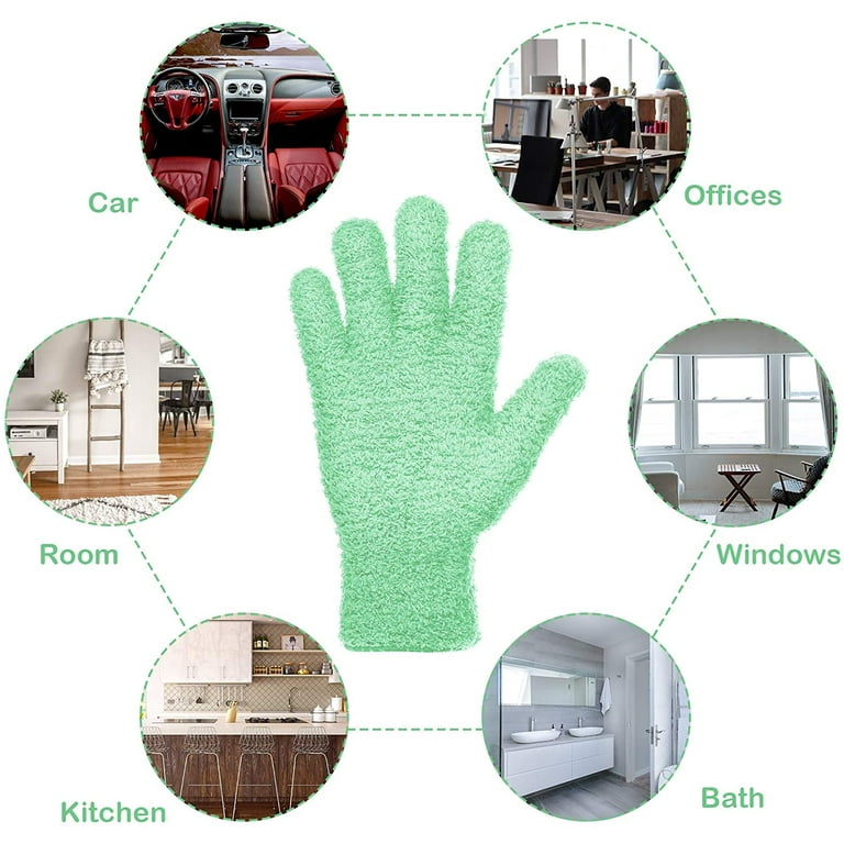 Heldig 2 Pairs Microfiber Auto Dusting Cleaning Gloves Washable Cleaning  Mittens for Kitchen House Cleaning Cars Trucks Mirrors Lamps Blinds Dusting