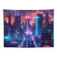 thumbnail image 5 of ONETECH City Street View Tapestry Music Wall Decoration Colorful Futuristic Punk Wall Hanging Wall Hanging Aesthetics Art Indoor And Outdoor Home Decoration 60x50inch, 5 of 6