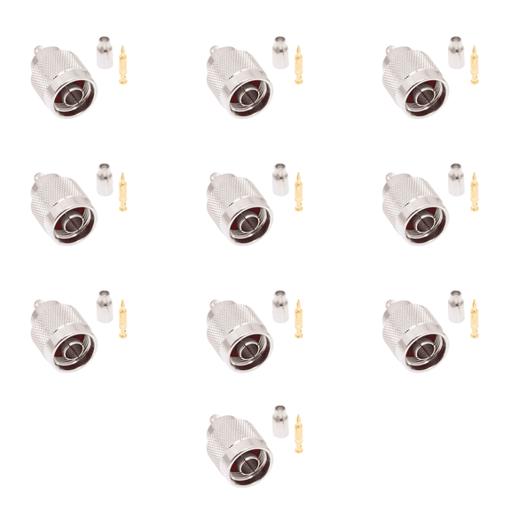 N Male Crimp Connector for RG174, RG188, RG316 & LMR-100 Coax Cables – High Quality RF Connector – 10 Pcs Pack