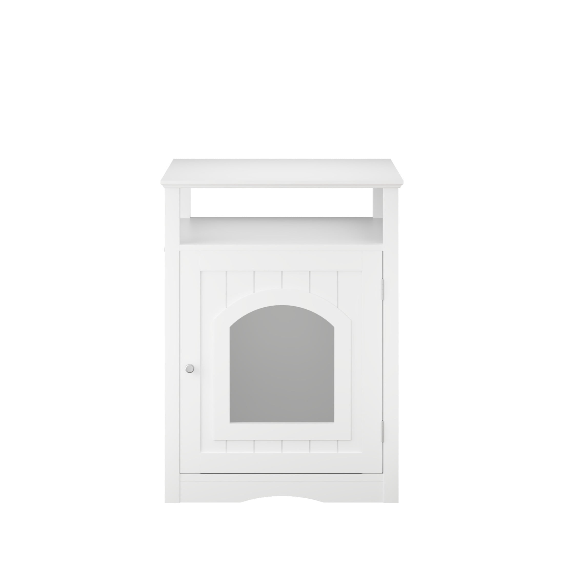 Noble House Cat Litter Box Enclosure Furniture, Wooden Hidden Cat House Cabinet with Storage Shelf, White