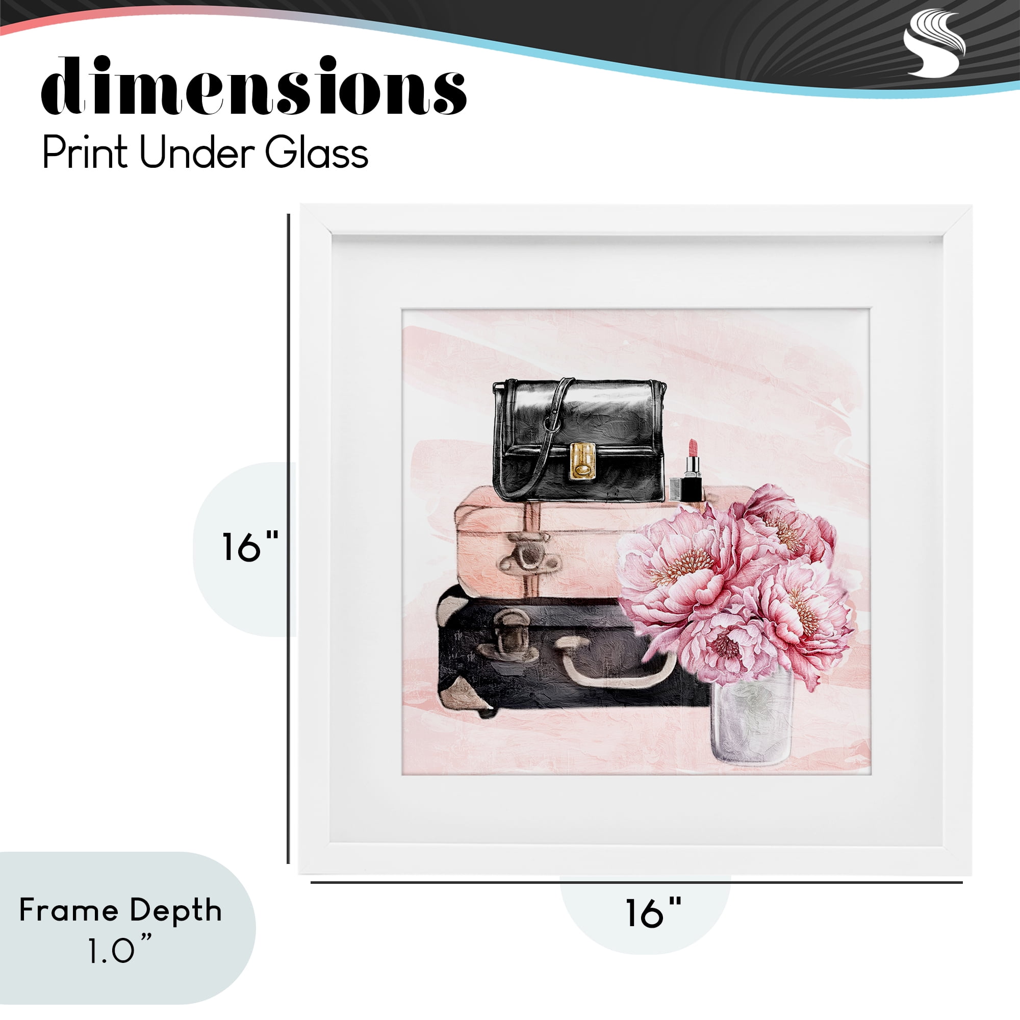 Stupell Industries Glam Time Stacked Bags White Framed Print Under Glass, design by Kim Allen