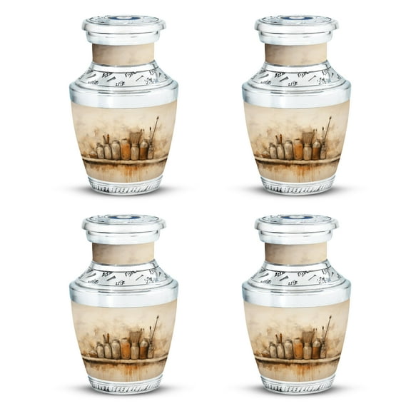 Painter's Still Life Miniature Cremation Urn for Timeless Memories - Unique Keepsake for Adults Funeral Urns For Human Ashes - Memorial Urns 3 Inch, Set Of 4