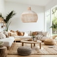 thumbnail image 2 of UEEYAC Unique white rattan pendant lamp shade quality kitchen island ceiling light, 2 of 17