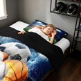 thumbnail image 4 of Manfei Cartoon Sports Twin Comforter Sets, Football Soccer Basketball Baseball Bedding Set, Navy Green Orange, Black Reversible 2 Pieces 1 Comforter and 1 Pillowcase, 4 of 6