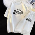 thumbnail image 4 of Conjunto de verano Superdry Ultimate Dry para hombre, camiseta y pantalones cortos deportivos de moda coreana, conjunto de talla holgada informal de calle para hombre, 4 of 5
