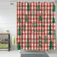 thumbnail image 6 of Christmas Shower Curtain Green Xmas Tree Shower Curtains for Bathroom Decor Red Buffalo Plaid for Christmas Decoration Bath Curtains Sets with Hooks Waterproof 36" W x 72" L, 6 of 6