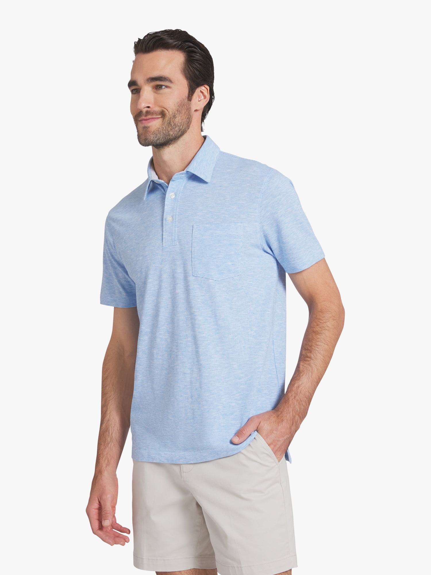 Chaps Men's and Big Men's Harbor Side Slub Short Sleeve Polo Shirt, Sizes S-3XL