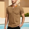 thumbnail image 2 of oqasdz T Shirts for Man Button V Neck Short Sleeve Summer New Outdoor Sports Workout Active Casual Comfortable Tee Top, 2 of 4