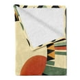 thumbnail image 2 of Ambesonne Monstera Fleece Throw Blanket Mid Century Abstract Sun 60"x80" Beige Burnt Orange Black, 2 of 5