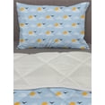 thumbnail image 3 of Clouds Comforter & Sham Bedding Set, Summer Season Design with Bird and Sun Silhouettes, 3 pcs Duvet Set Microfiber Filling Quilt, 5 Sizes, Pale Blue Marigold, by Ambesonne, 3 of 4