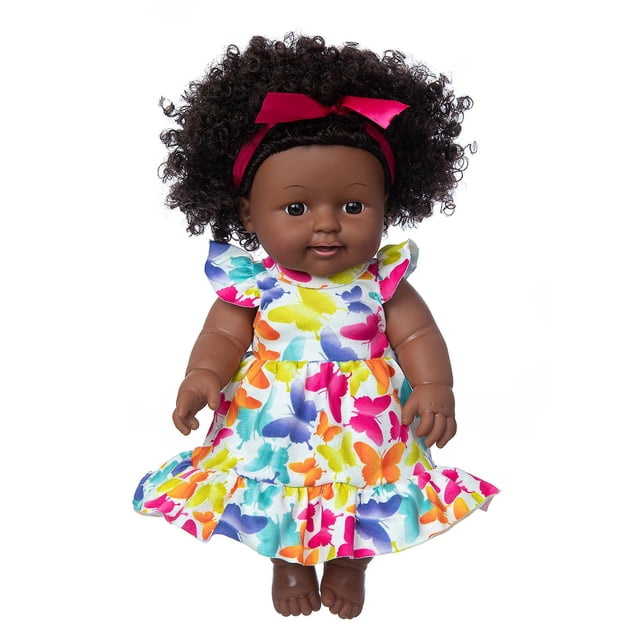 Vinilo Toy HUOGUO para bebés africanos negros de 31 cm con pelo rizado