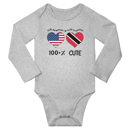 

50% American + 50% Trinidadian = 100+% Cute Baby Long Slevve Bodysuit (Gray 3-6 Months)