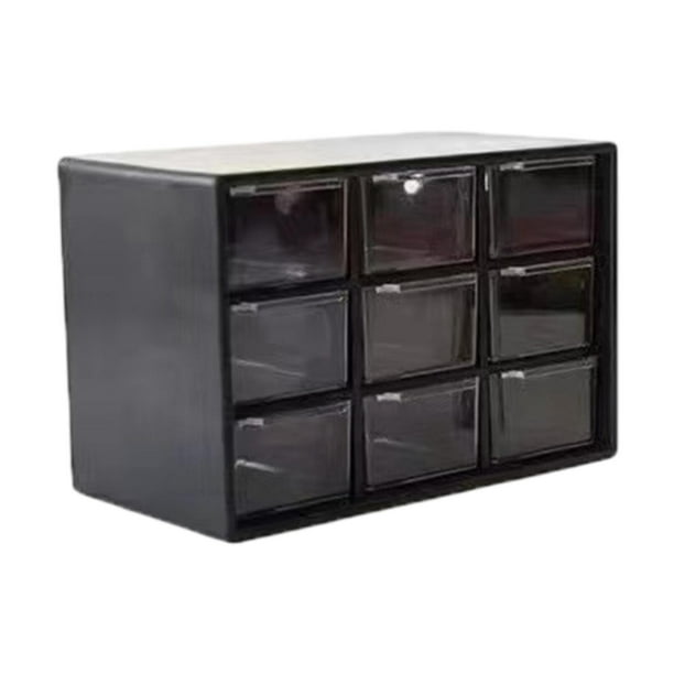 Mini organizador de cajones para escritorio, pequeño organizador con cajones, caja de almacenamiento de joyas para manualidades de bricolaje, tocador, Negro