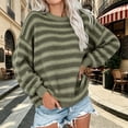 thumbnail image 2 of MYAOYI Womens Oversized Striped Sweater Crew Neck Drop Shoulder Knit, 2 of 8