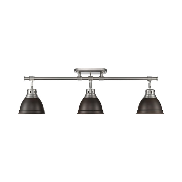 Duncan 3-Light Semi-Flush - Track Light in Pewter with Rubbed Bronze
