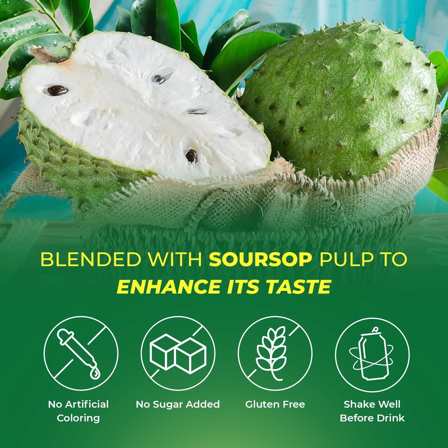 Vinut 16. 57 fl oz 100% NFC Soursop Juice Drink with Pulp (No Added Sugar)