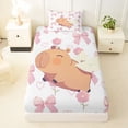 thumbnail image 3 of Erosebridal Kawaii Animals Capybara Twin Sheet Sets,Cute Rodent Animal Bedding For Kids Girls 3 Pieces, 3 of 6