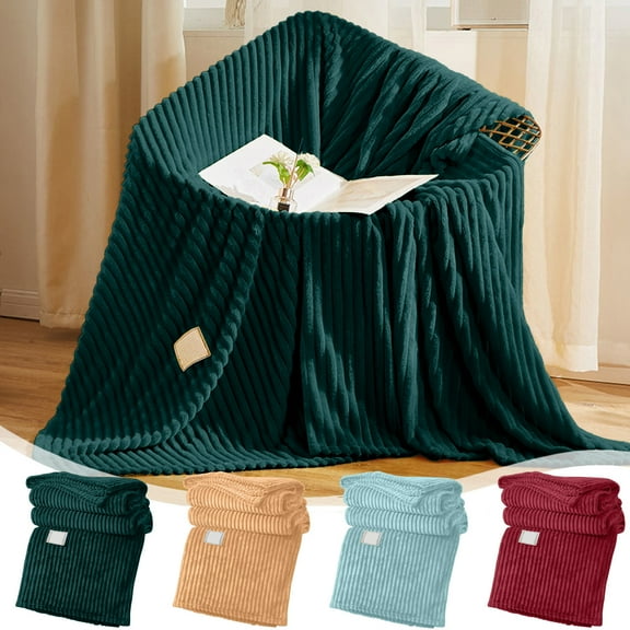 Fleece Blanket Lightweight Cooling Nap Blanket | Breathable Polyester Ice Towelling Throw | Soft, Absorbent, Fast-Drying | 70x100cm | All Season Use | Sky Blue/Red/Khaki/Green