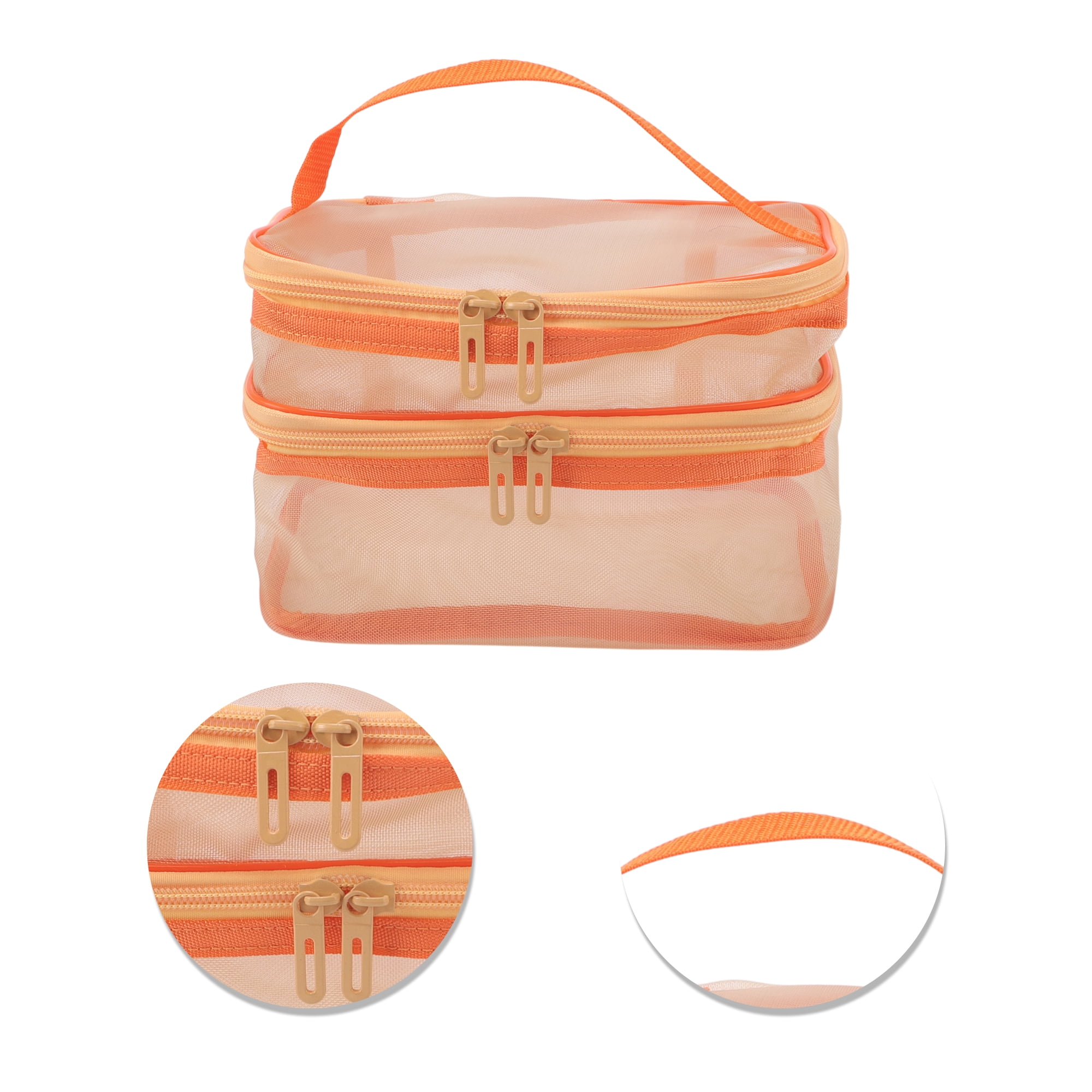 Unique Bargains 1 Pc Large Capacity Visible Drawstring Makeup Bag for Vacation Orange