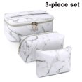 thumbnail image 1 of Bolsa de maquillaje de 3 piezas, bolsa de artículos de tocador, bolsa de cosméticos portátil, organizador de viaje, resistente al agua para mujeres, mármol, 1 of 8