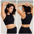 thumbnail image 4 of Xfvqtps Women Workout Bra Tank Top Sleeveless Rib Push up Sports Bra Built-in Bra Crop Top Black, 4 of 8