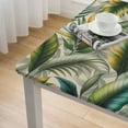 thumbnail image 4 of COMIO Tropical Palm Leaves Banana Jungle Leaf Floral Pattern Fabric Outdoor Fitted Square Tablecloth White, 4 of 7