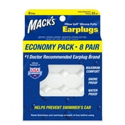 Mack's Pillow Soft Silicone Earplugs, 8 Pair - The Original Moldable Silicone Putty Ear Plugs for Sleeping, Snoring, Swimming, Travel, Concerts and Studying | Made in USA