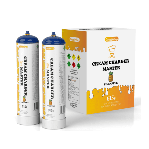 GreatWhip Pineapple Flavor Nitrous Oxide Cartridges 615g N2O Whipped Cream Charger 0.99Liter