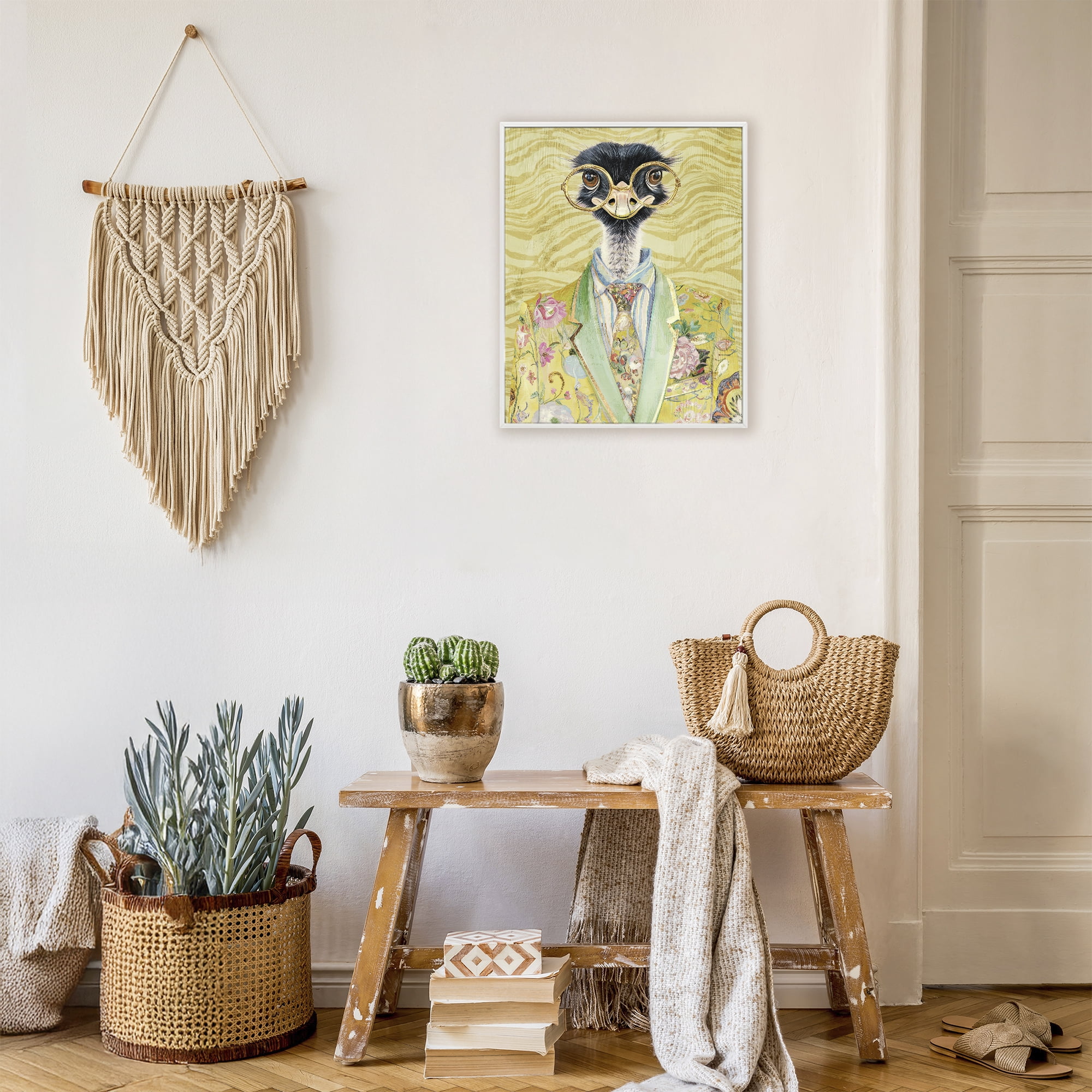 Stupell Industries Dandy Ostrich Portrait White Framed Giclee Art, design by Svetlana Aleynikova