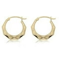 thumbnail image 6 of AVORA 14K Yellow Gold Multi-Finish Hexagon Hoop Earrings, 6 of 6