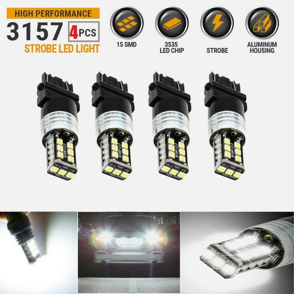 4x 3157 LED Reverse Tail Brake Stop Turn Signal DRL Light Bulb 6500K Super White