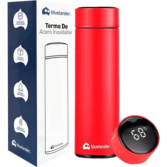 Termo Inteligente Bluelander 500 ml Pantalla LED Táctil Acero Inoxidable Rojo