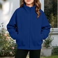thumbnail image 2 of Fesfesfes Girls Full Zip Stand Collar Fleece Jacket with Pockets and Thumbholes, Casual Solid Color Top for Kids School Daily Wear Ages 5-15 Years, 2 of 7
