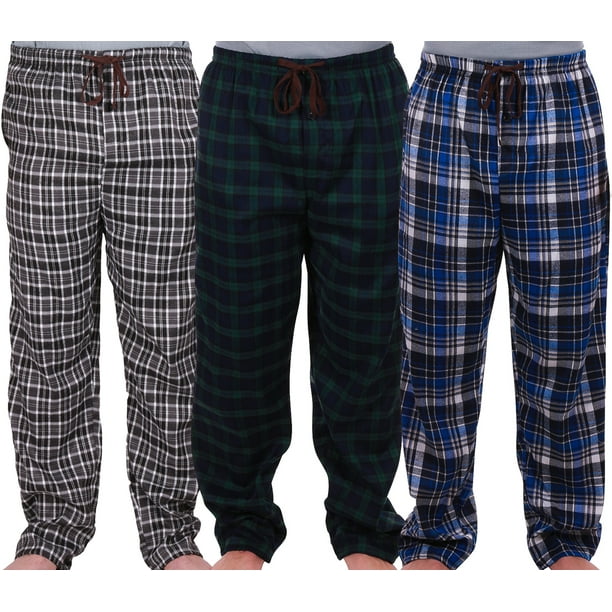 Enimay Enimay Men S Fleece Flannel 3 Pack Pajama Pants W Drawstring Pockets Waist Walmart Com Walmart Com