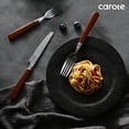 thumbnail image 5 of Carote 20-Piece Flatware Sets for 4 , Silverware Set with Brown Handle, Durable Cutlery Set for Home, Kitchen & Restaurant, Mirror Polished Spoon and Fork Set, Dishwasher Safe, 5 of 6