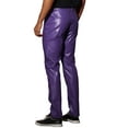 thumbnail image 3 of INSPIRE CHIC Men's Pants PU Leather Button Casual Style Pants 30 Purple, 3 of 5