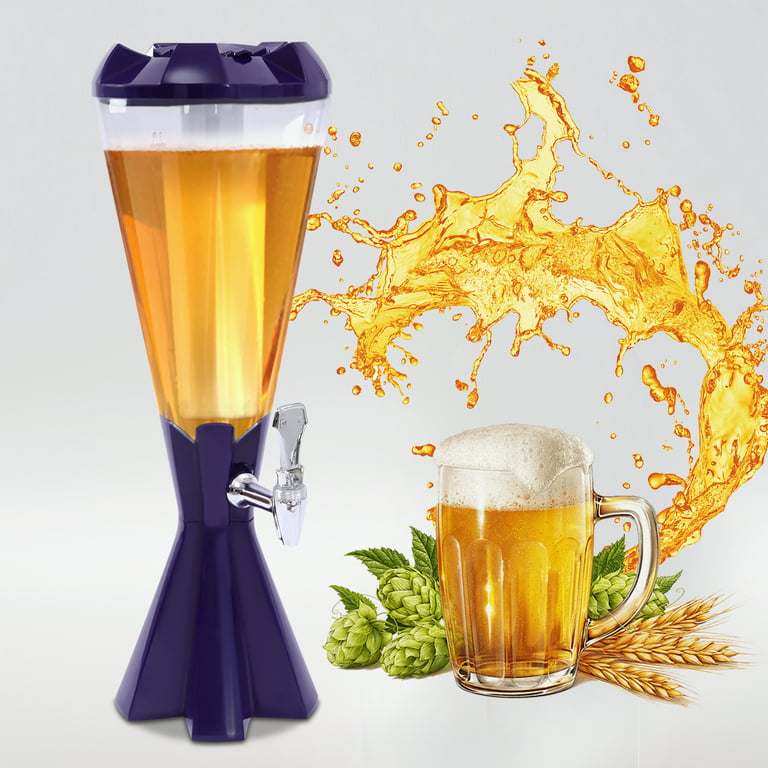 Miumaeov 3L Beer Tower Beverage Dispenser with LED Colorful Shining Lights  and Ice Tube, Keep Beverages Ice Cold, Clear Fashionable Drink Dispenser