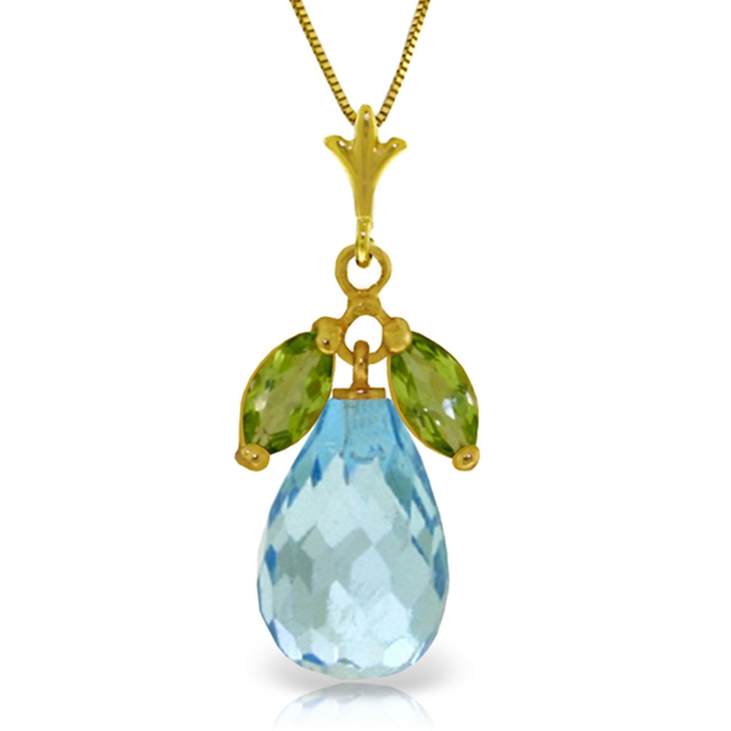 Galaxy Gold 14K Solid Gold Natural Blue Topaz Pendant Necklace for Women - Yellow Gold Fine Jewelry