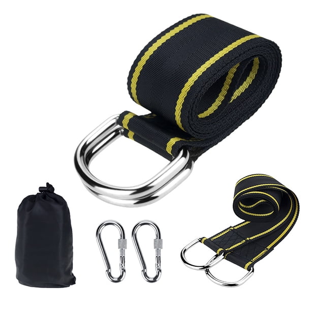 Vogacara Kit colgante de columpio de árbol, correas de 350KG, conjunto de mosquetón de cinturón de conexión, hamaca portátil para jardín al aire Juegos de césped Amarillo negro Vogacara FN010410-02B