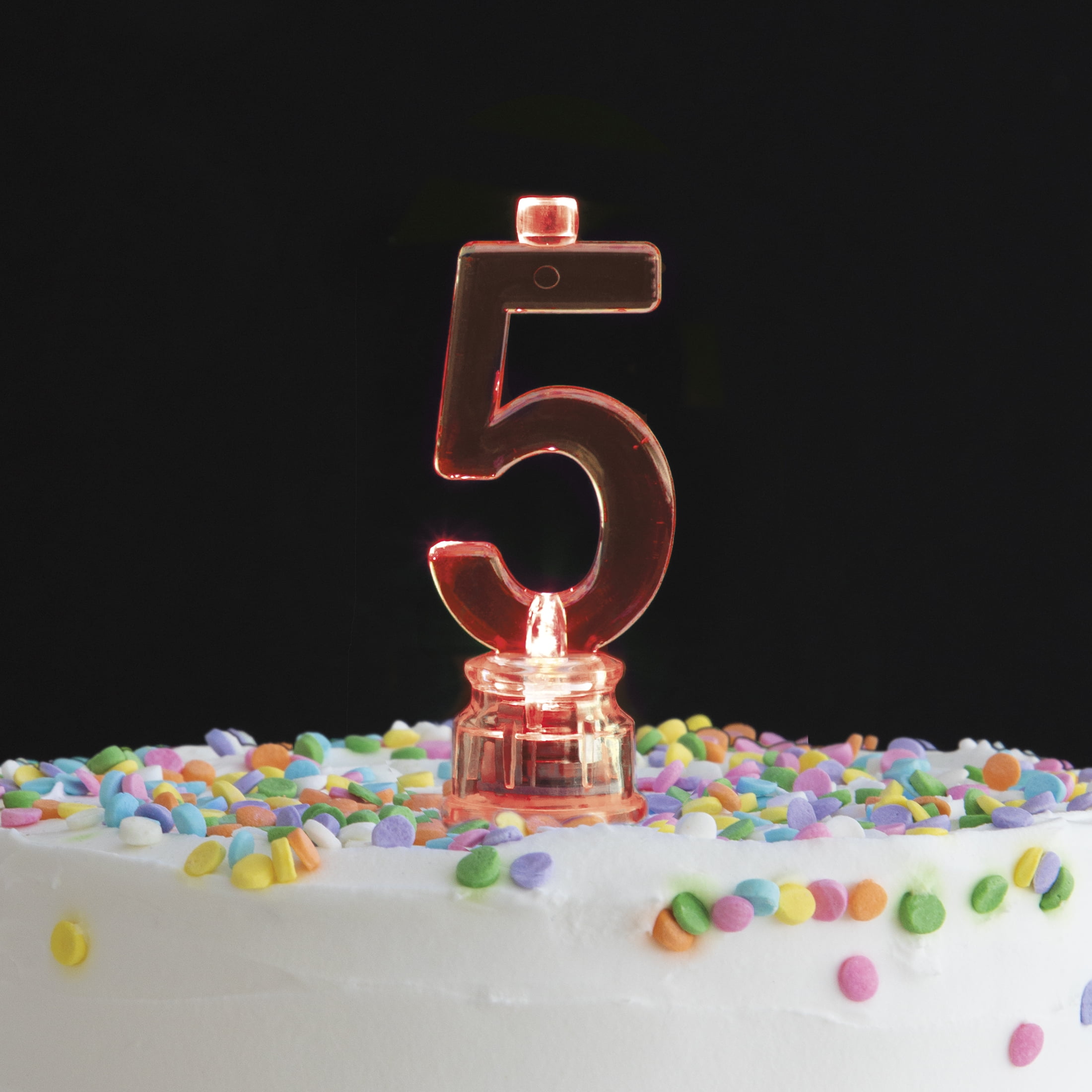 Multicolor Number 5 Flashing Birthday Candle Holder and Candles Set, 5 Pieces, by Way To Celebrate
