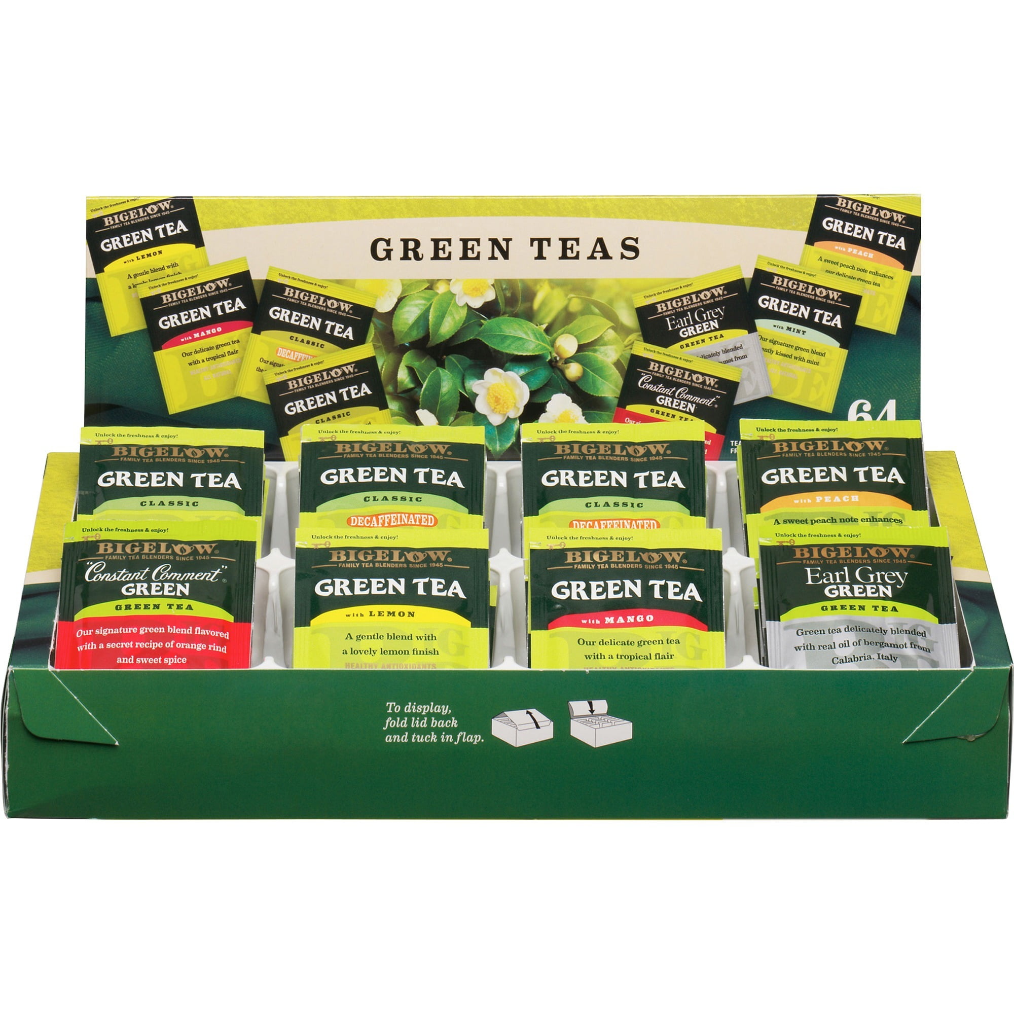 Bigelow 30568CT Green Tea Assortment Variety Gift Box: 64 / Box, 6 Boxes / Carton