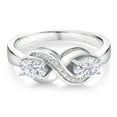 thumbnail image 2 of Gem Stone King 925 Sterling Silver White Moissanite and Created Sapphire Infinity Love Knot Ring for Women | 1.10 Cttw | Oval 6X4MM | Gemstone Birthstone | Jewelry Gifts for Mom Wife Her | Size 7, 2 of 4